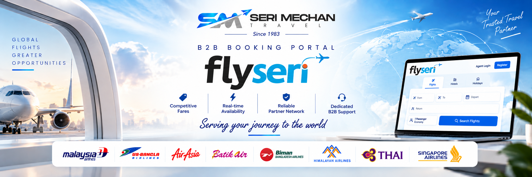 FlySeri B2B booking portal by Seri Mechan Travel